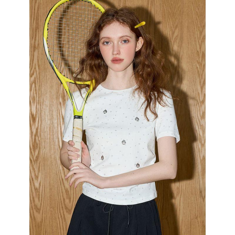 Coolhut Rhinestone Simple Slim-Fit Short Starry Sky Short-Sleeve Round-Neck 2025 Summer Women's T-Shirt Top Casual