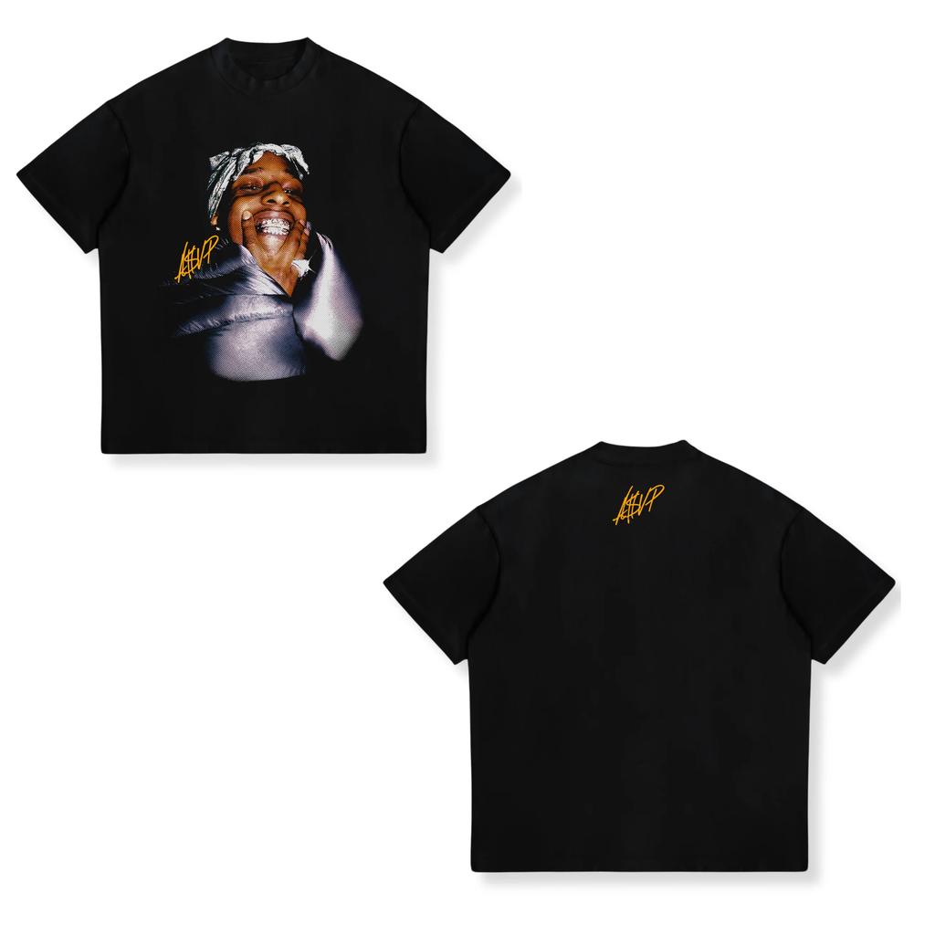 2026 Fashion New ASAP Rocki Short Sleeve Tshirt Pop Street Wear Unisexs and Womens Luxury Tshirt AAP Portrait Casual Havana