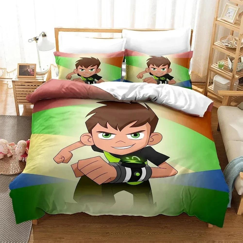 3D Cartoon Ben10 Duvet Cover with Pillow Cover Bedding Set Printed Bed Set With Pillowcase Soft Queen King Size Bedclothes Home