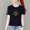 Women's White Pure Cotton Short Sleeve T-Shirt, Korean Style, Loose Fit, Petite High Waist, Versatile Fashion Top