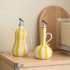 Hand-drawn Stripes Ceramic Oil Bottle Leak-Proof Olive Oil Dispenser Bottle  Outdoor