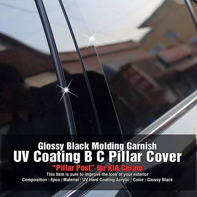 Glossy Black Pillar Posts Window Door Trims Sticker Cover Kits Auto Styling Fit for KIA Sportage 2017 2018 2019 2020 2021 2022