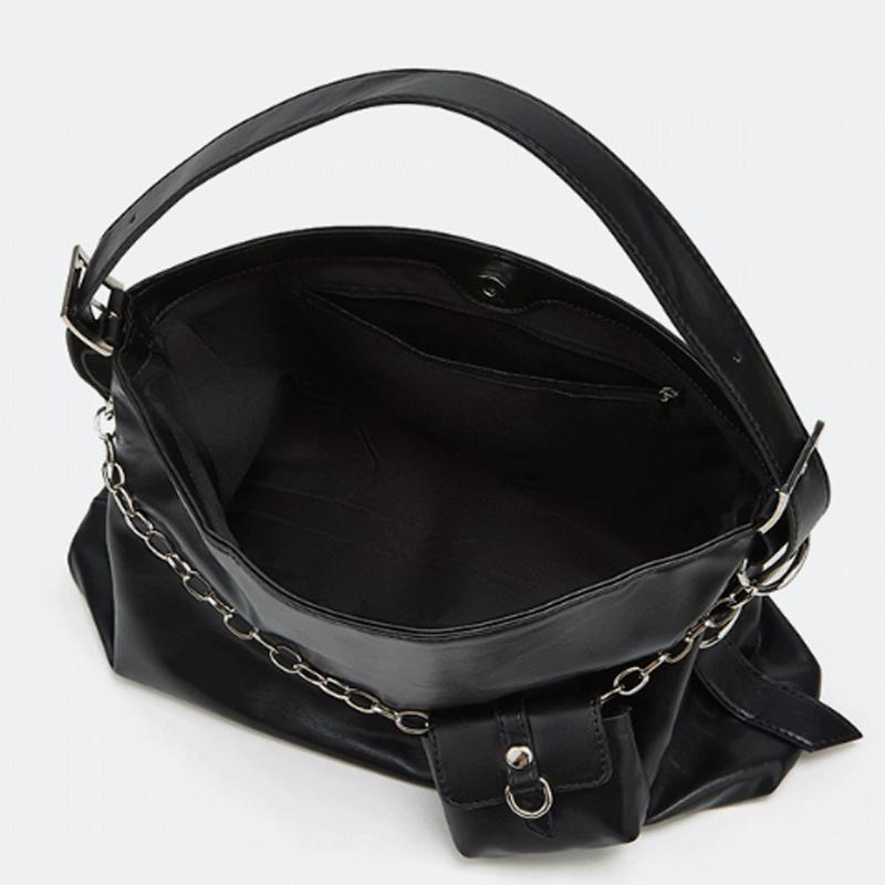 Luxuriöse Schwarze Damen-Schultertaschen Große Kapazität PU-Ketten-Umhängetasche Mit Einer Kleinen Geldbörsentasche Für Damen