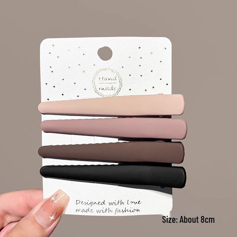 Frosted Coffee Hair Clips for Women - Forehead Bangs & Flyaway Control, Duckbill Design, Autumn/Winter Accessories