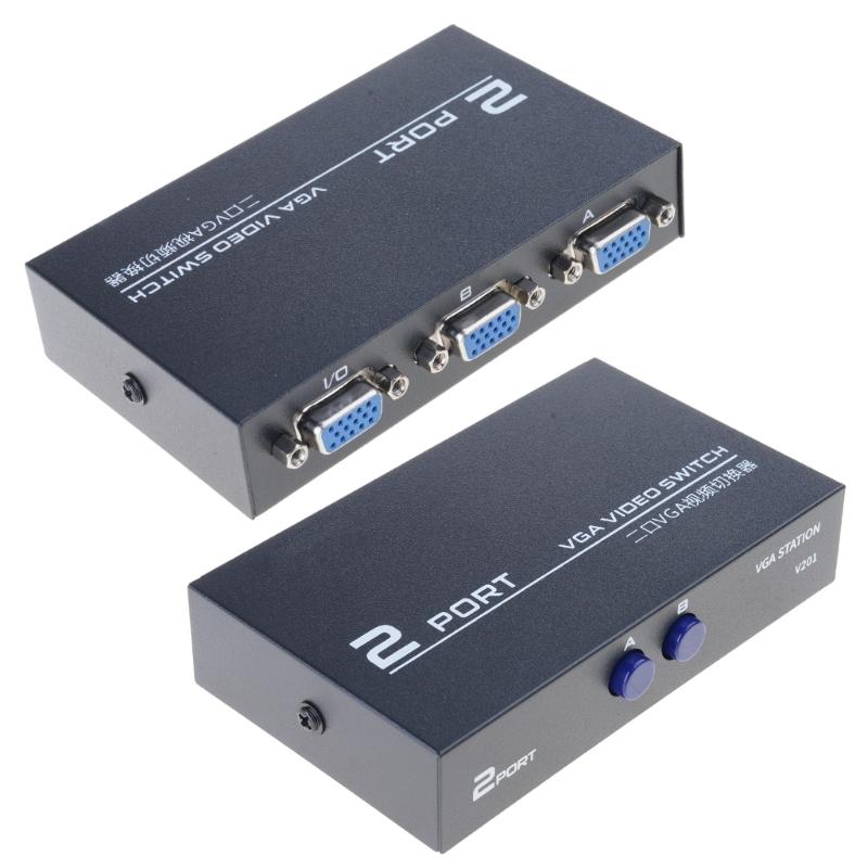 Multi-purpose VGA Video Switch Adapter Converter Box for PC Monitor Accessory 2 Ports Switcher Splitter for Home Device