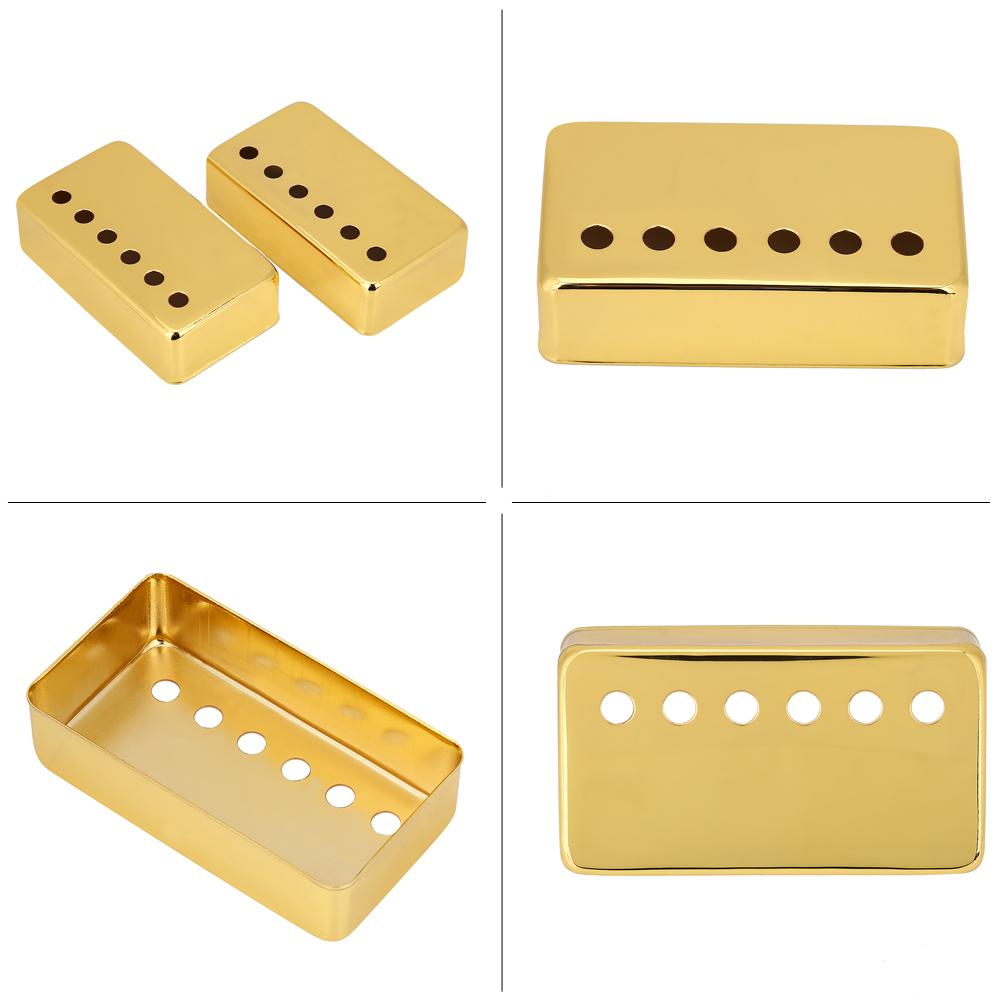 2pcs Set Guitar Pickup Case Brass Humbucker Cover for Neck & Bridge of Electric Guitars Golden