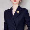 Camellia Brooch: Zircon-Inlaid Luxury Lapel Pin for Women