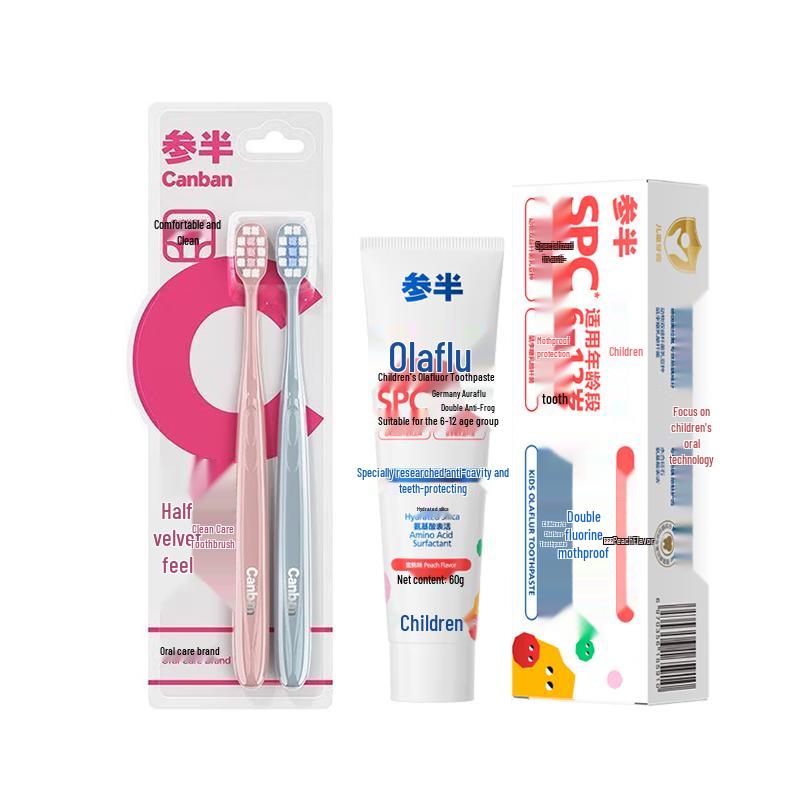 Semi-Velvet Feel Toothbrush & Kids Peach Toothpaste Set