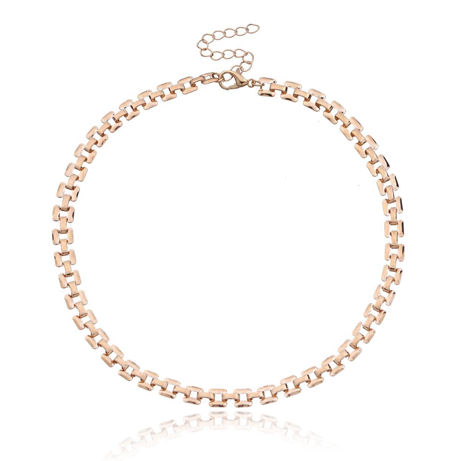 

Геометрическое квадратное полое металлическое ожерелье - элегантный модный тренд для женщин золотой