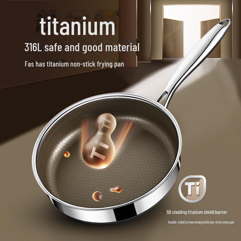 316L Stainless Steel Non-Stick Frying Pan for Induction Cookers – Ideal for Deep Frying, Pancakes, and Omelettes