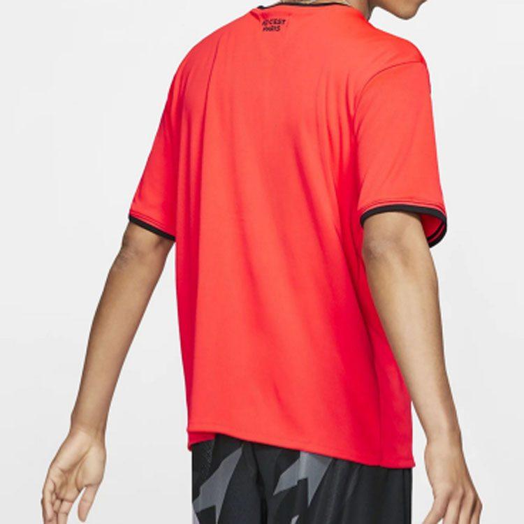 Jordan T Shirts Men's Red Crew Neck Moderate Straight Fit BQ8359-612