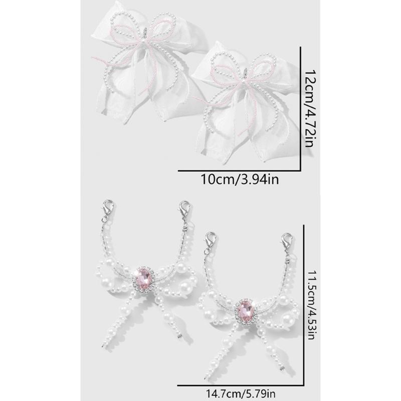 Elegant Detachable Pearls Beaded Bowknot Shoe Clips For Women Formal Event Wedding Party Heel Sneakers Charm Accessories