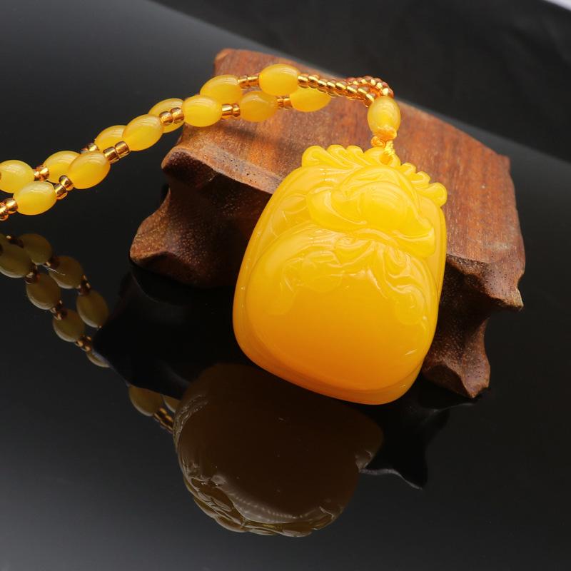 Этническое ожерелье-подвеска из бусин под янтарь для женщин