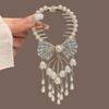 Elegant Tassel Hair Claw Rhinestone Pearl Flower Tassels Hair Clip Women Girl Ponytail Holder Hairpins Fringe Hair Accessories