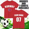 Personalised Norway Football T-T-Shirt Customised Name & Number Unisex Gift Top