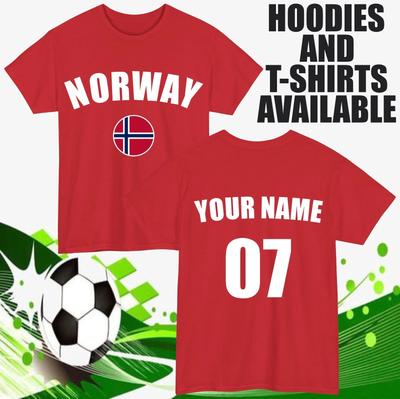 Personalised Norway Football T-T-Shirt Customised Name & Number Unisex Gift Top