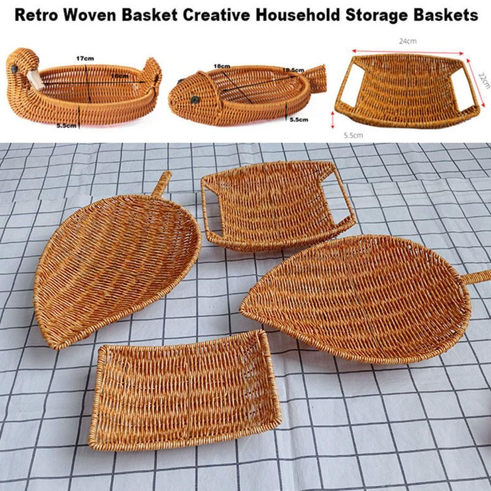 Multistyles Storage Rattan Woven Tea Tray  Restaurant Serving Tabletop Display