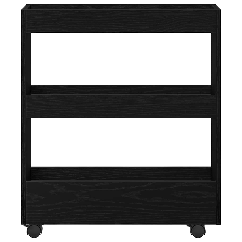 Narrow Storage Trolley Black Oak Effect