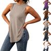 Sleeveless Workout Tank Top for Women Lightweight Athletic Gym Running Fitness Training Yoga Vest with Rounded Hem and Relaxed Fit