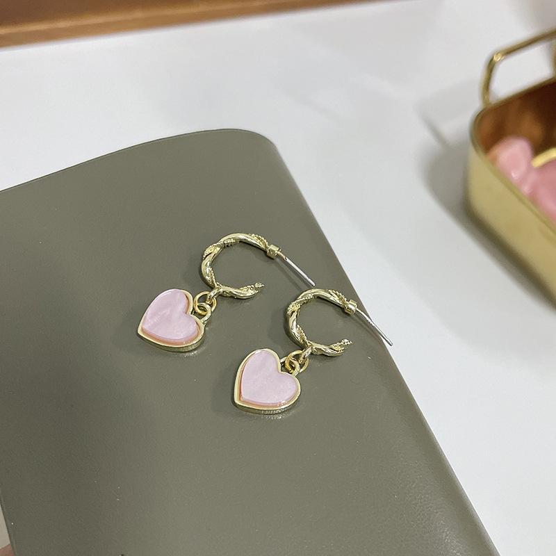 

Серьги-кольца C-образной формы с розовыми сердечками из серебра 925 пробы и набор ожерелья с бабочкой