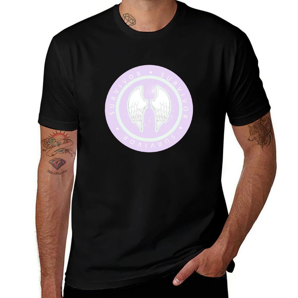 Survivor Angel Wings Tshirt Soft Casual Short Sleeve Cotton Tee