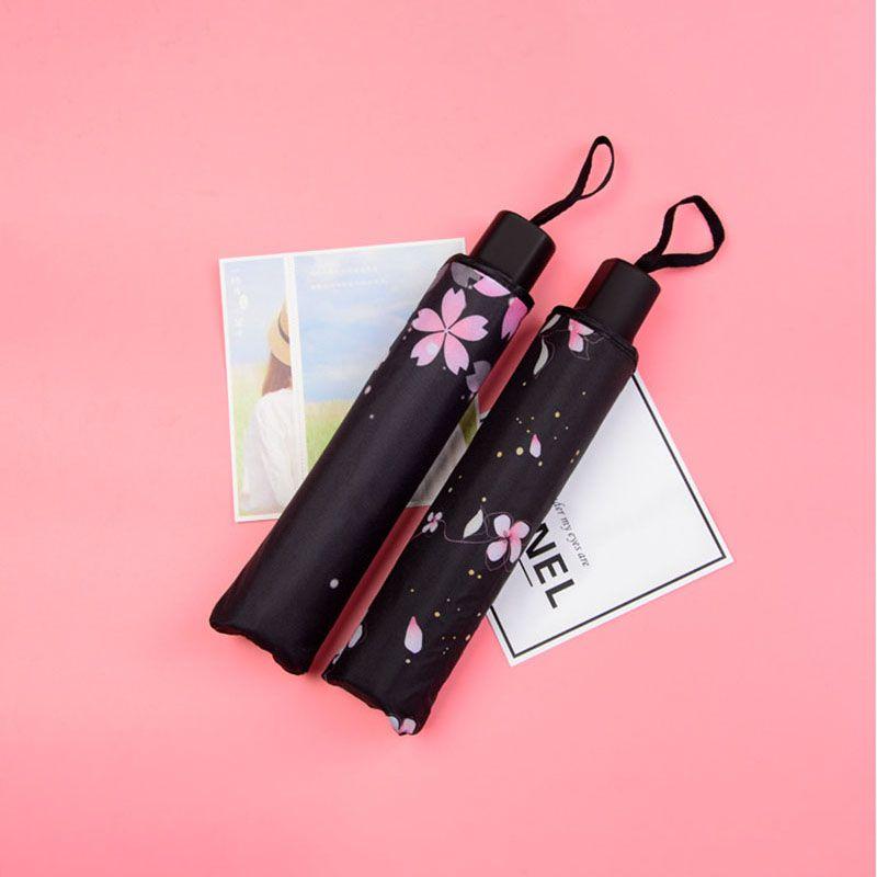 Antiuv Sun Rain Protection Windproof Flower Parasols 3 Folding Umbrella