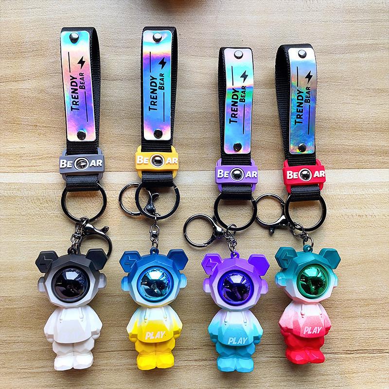 Gradient Cool Faceted Lightning Bear Keychain Pvc Car Bag Charm Gift