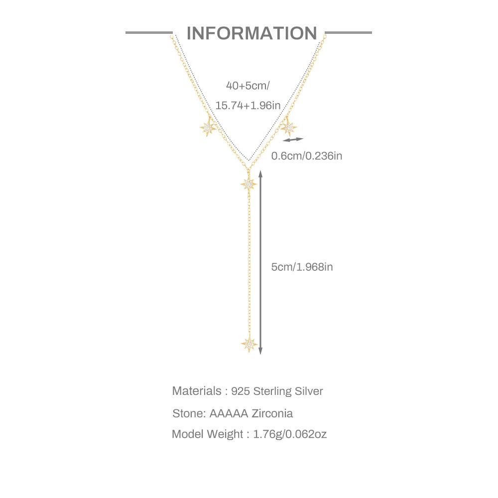 S925 Sterling Silver High-End Long Y-Shaped Fringed Octagram Flash Diamond Women'S Niche Light Luxury Sexy Exquisite Neck Chain