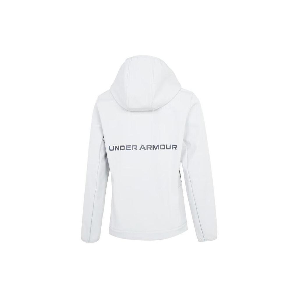 Under Armour Logo Print Hooded Windbreaker Jacket Women Jackets Light-Gray 22600402-009