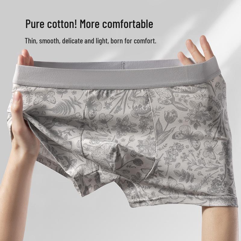 Stilvolle Herren-Boxershorts - Antibakterieller Maulbeerseiden-Zwickel, Atmungsaktive Baumwolle, Komfortabler Mid-Waist