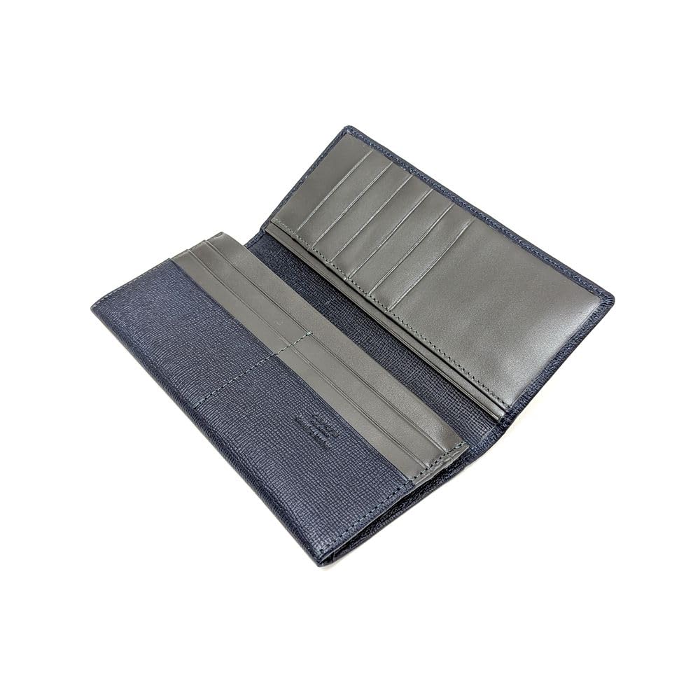 

[Karukuru] Длинный кошелек с клапаном, Цветовая комбинация Темно-синийСерый