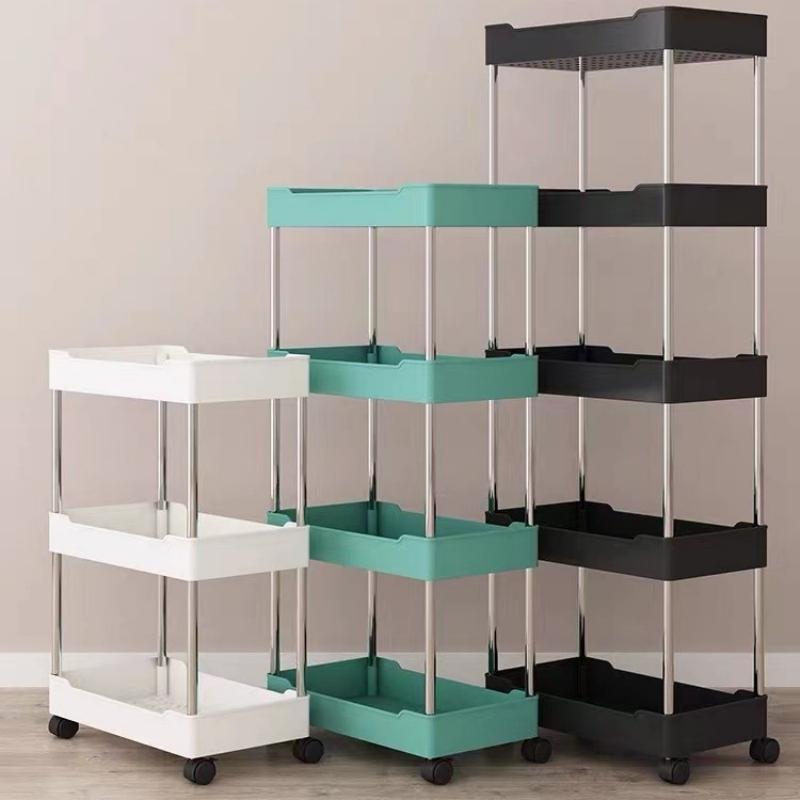 1pc 3/4 Tier Rolling Storage Cart High Capacity Storage Shelf Movable Gap Storage Rack Kitchen Bathroom And Livingroom Organizer