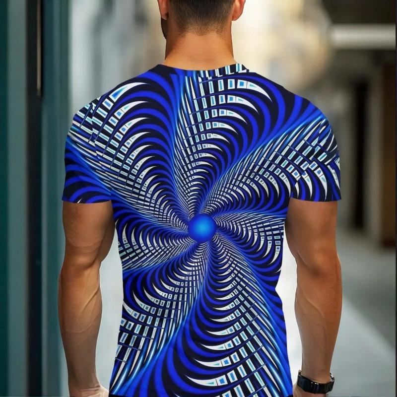 Men's New 3D T-shirt Crew Neck Short Sleeve Casual Top Breathable
