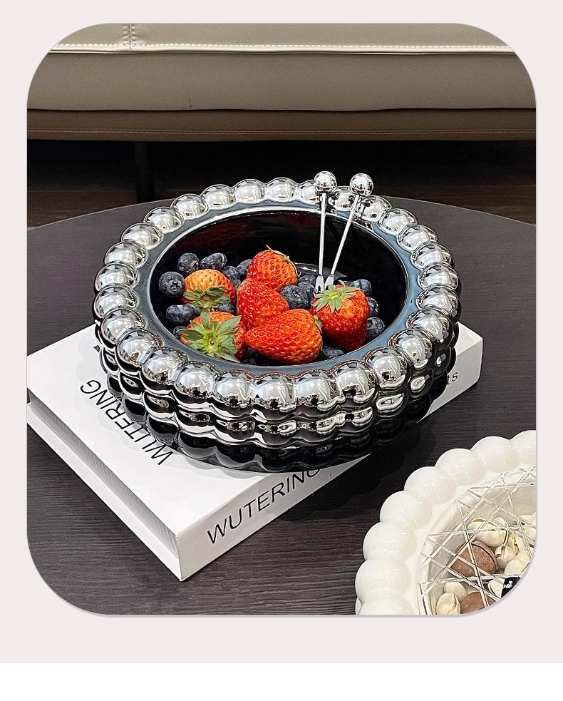 Ceramic Fruit and Candy Bowl for Living Room Table - New Year Snacks Display & Storage Box