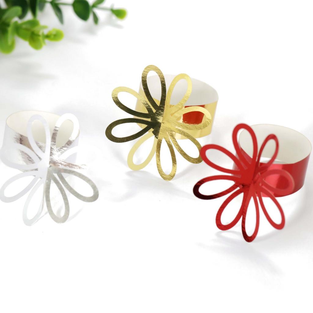 50Pcs Paper Napkin Ring  Buckle Hollow Flower Napkin Ring Wedding Party Table Decoration Supplies Wedding Hotel  Party Decor