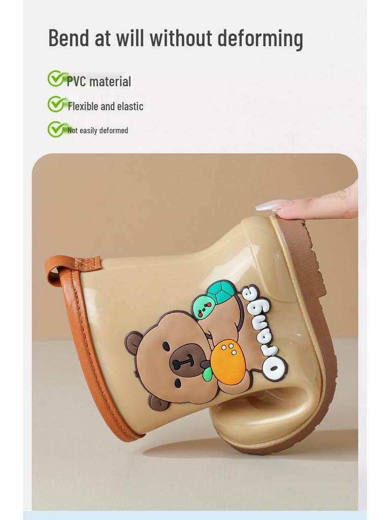 Capybara Kinder Gummistiefel, rutschfest, warm, mit weichen Sohlen