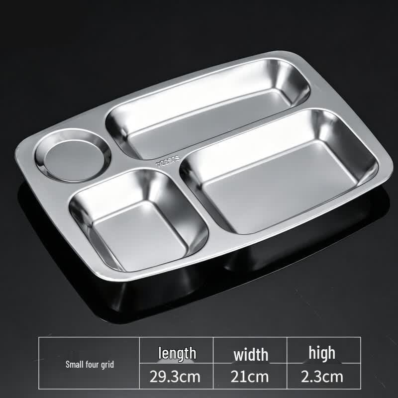 Aisheng 304 Stainless Steel 4-Compartment Meal Plate