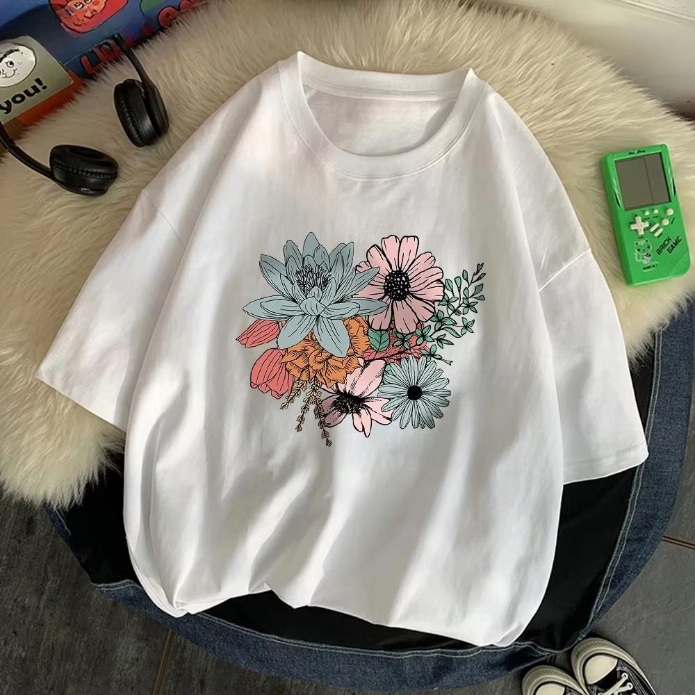 In Spring Flowers Bloom in Full Bloom Women TShirt Graphic Funny Tee Clothing Outdoor T Shirt Personality Tops Graphic T Shirts S