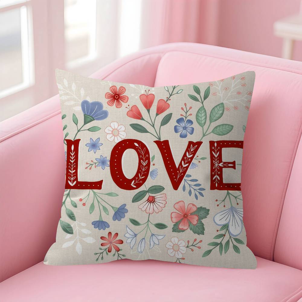 Anime Flower Love Double-Sided Printed Pillow Cover Short Plush Suitable Living Rooms Bedrooms Sofas Throw Cushion Cover