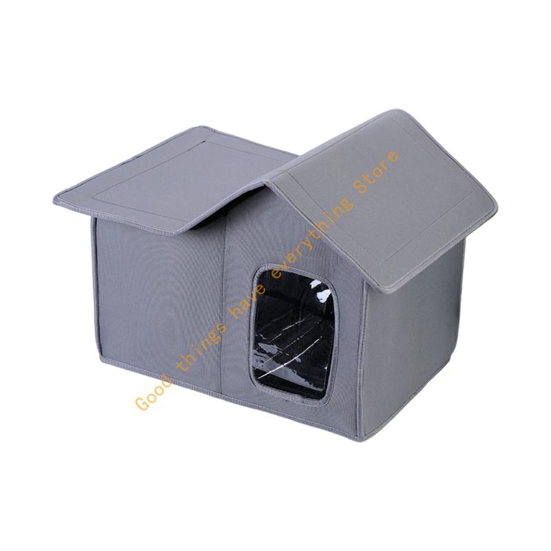 

Waterproof Oxford Fabric Dog Shelter Pet Nest Offering Warm Insulation for Long Time Warmth of Stray Animals 55KF серый