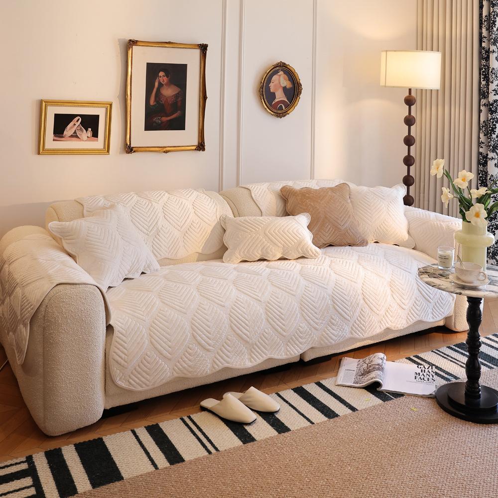 Cross-Border New Milk Fleece Quilted Sofa Cushion Plush Autumn And Winter Sofa Cover Sofa Towel Cover Cloth Seat Cushion
