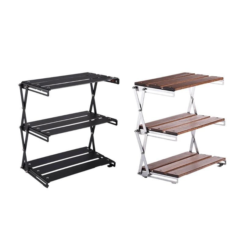 Desktop Storage Rack Camping Storage Rack Storage Display Rack Folding Metal Aluminum Alloy Storage Rack Folding Shelf