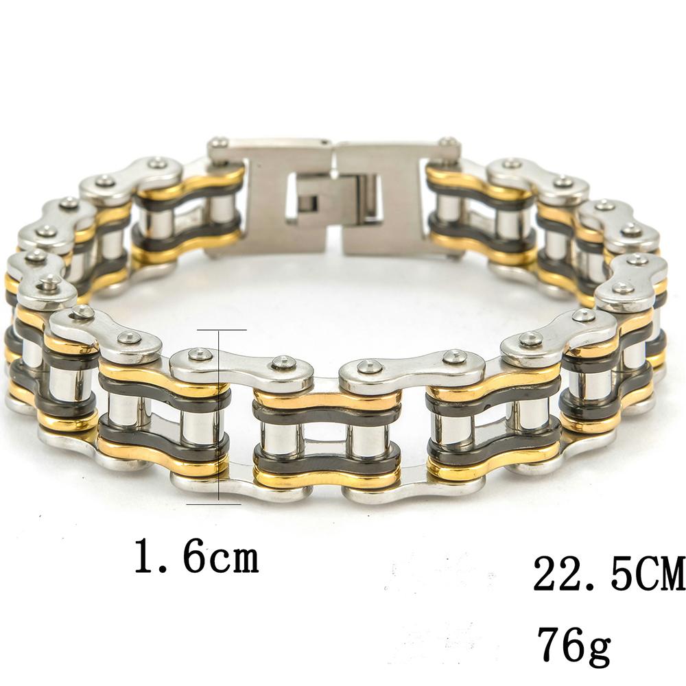 Rock and Roll 16MM Bicycle Chain Man Bracelet Wholesale Men's Bracelets Solid Stainless Steel Motorcycle Jewellery Accessories