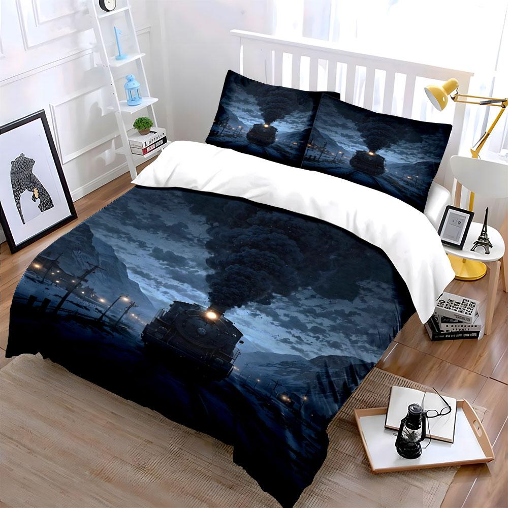 Steam Train with Smoke. Bedding Sets Duvet Cover Sets Duvet Covers Pillowcases(1 * Duvet Cover 2 * Pillowcases Without Duvet Insert)