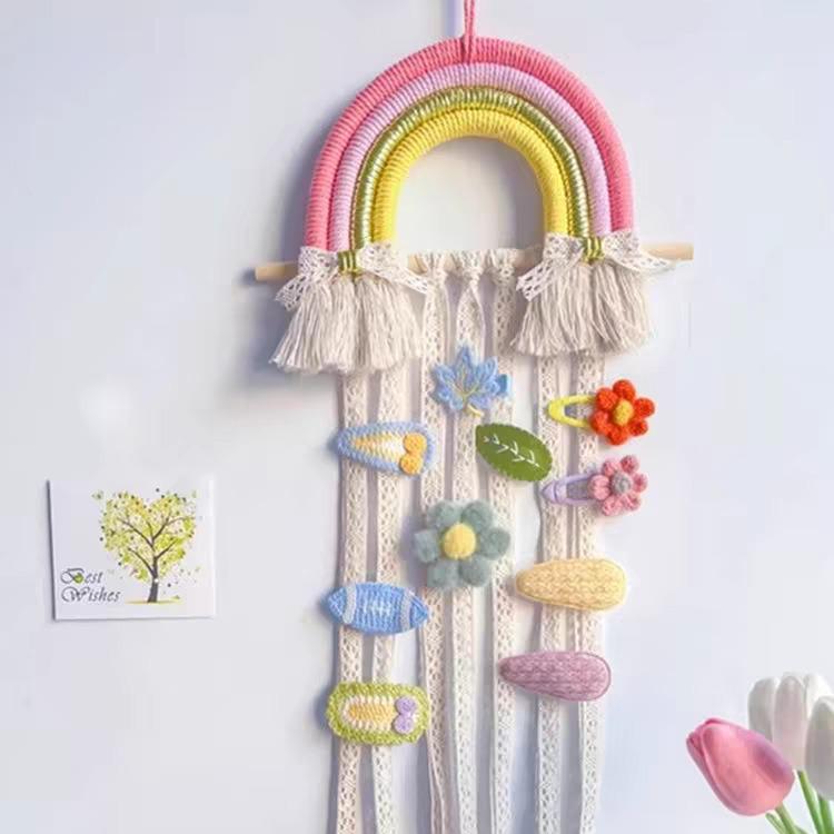 Rainbow Lace Hairpin & Headband Organizer for Kids' Room Decor