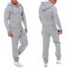 Men's Casual Zipper Hooded Jacket & Drawstring Pants Set for Autumn/Winter