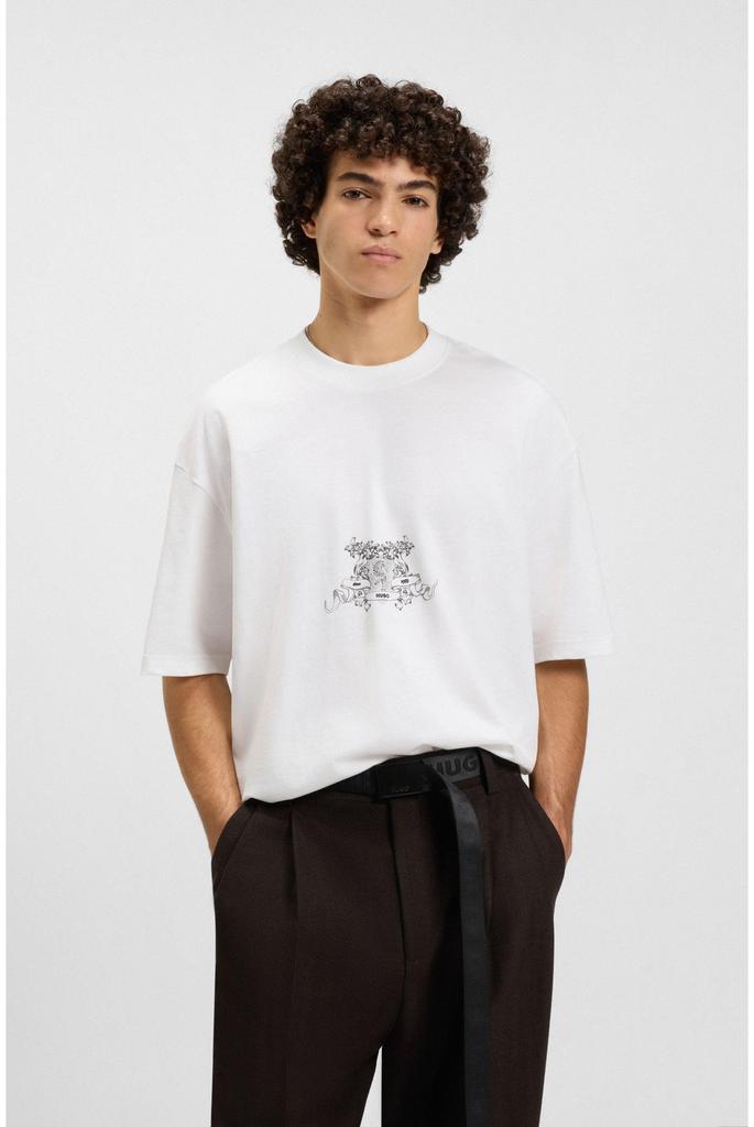 HUGO Baumwolljersey mit College-Größe Weiß Herren T-Shirt Logo, XS,