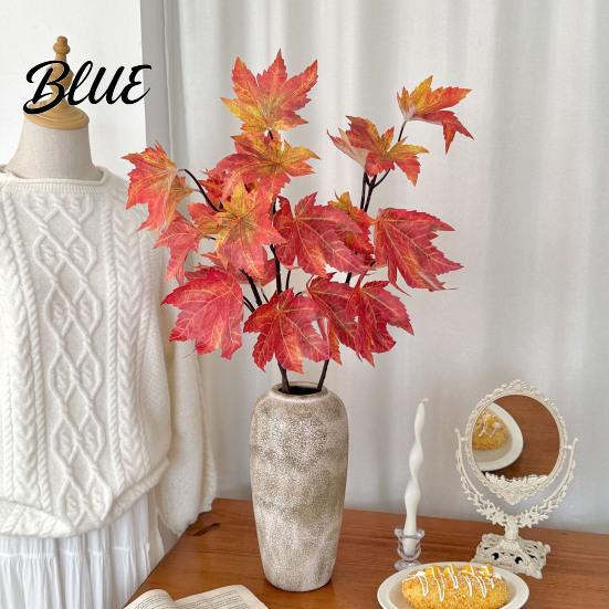 Wedding Scenery Autumn Decorations Artificial Maple Leaf Branch 3D Printed Fake Fall Foliage Theme Party Supplies Bendable Stem for Home Floral,