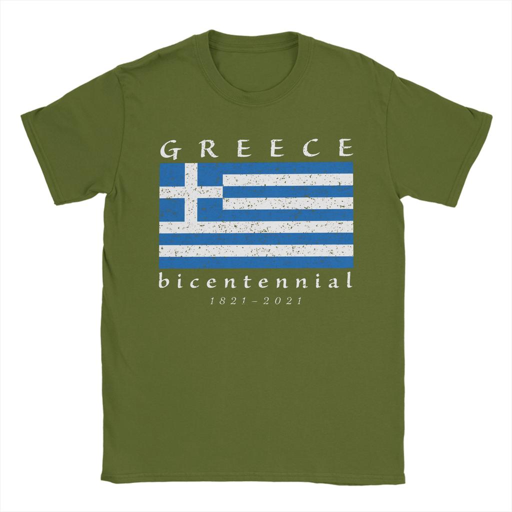 Greek Greece Flag Independence Day 1821 Bicentennial 200 years TShirt Cotton TShirts For Mens Tee Shirt Short Sleeve Top Tees
