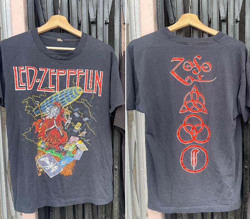 Led Zeppelin Zoso band 90s Basic style Unisex short sleeve black T shirt Unisex T-Shirt M